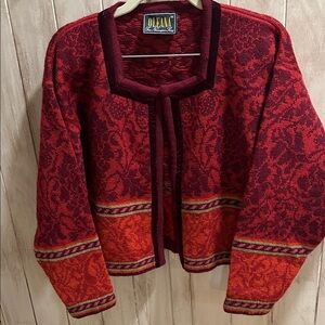 Oleana-  Wool Women's Sweater Cardigan- With exquisite velvet trim- Jeweled Tone
